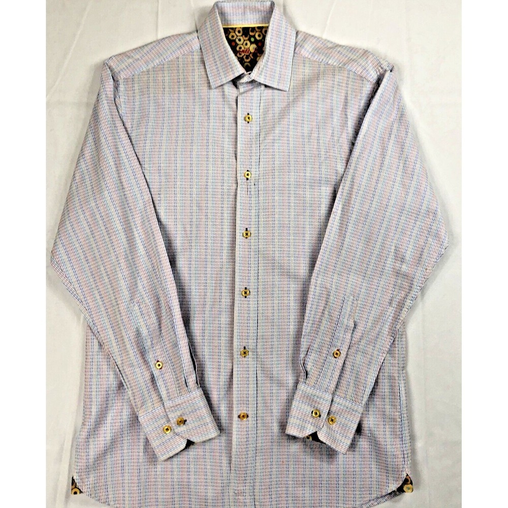 Visconti Black Shirt Men's S Striped Multicolor Flip Cuff Button Up Long Sleeve - Picture 3 of 14